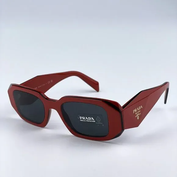 NEW Prada PR17WS 12N5S0 Orange Black Dark Grey Rectangle Unisex Sunglasses